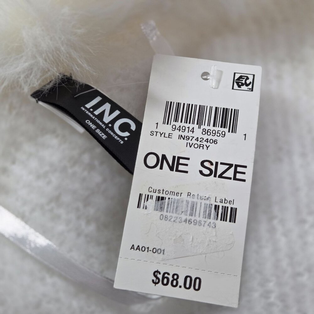 NWT INC International Concepts Women's Faux Fur Trim Topper Wrap Ivory - Picture 3 of 3